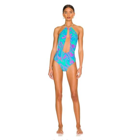 WeWoreWhat Revolve Swirl Chain Necklace One Piece Swimsuit Size Medium X1241 - Picture 1 of 7